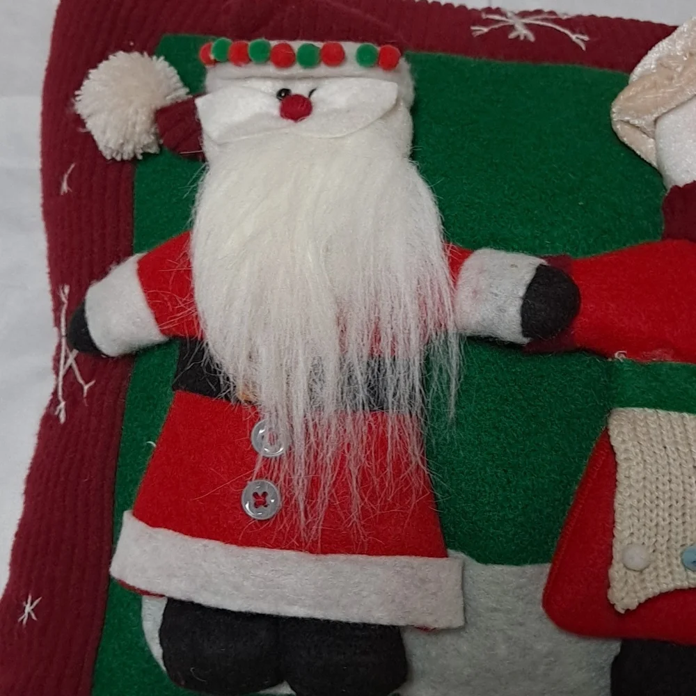 Santa and Mrs. Clause 3D Doll Snowman Decorative Christmas Holiday Pillow